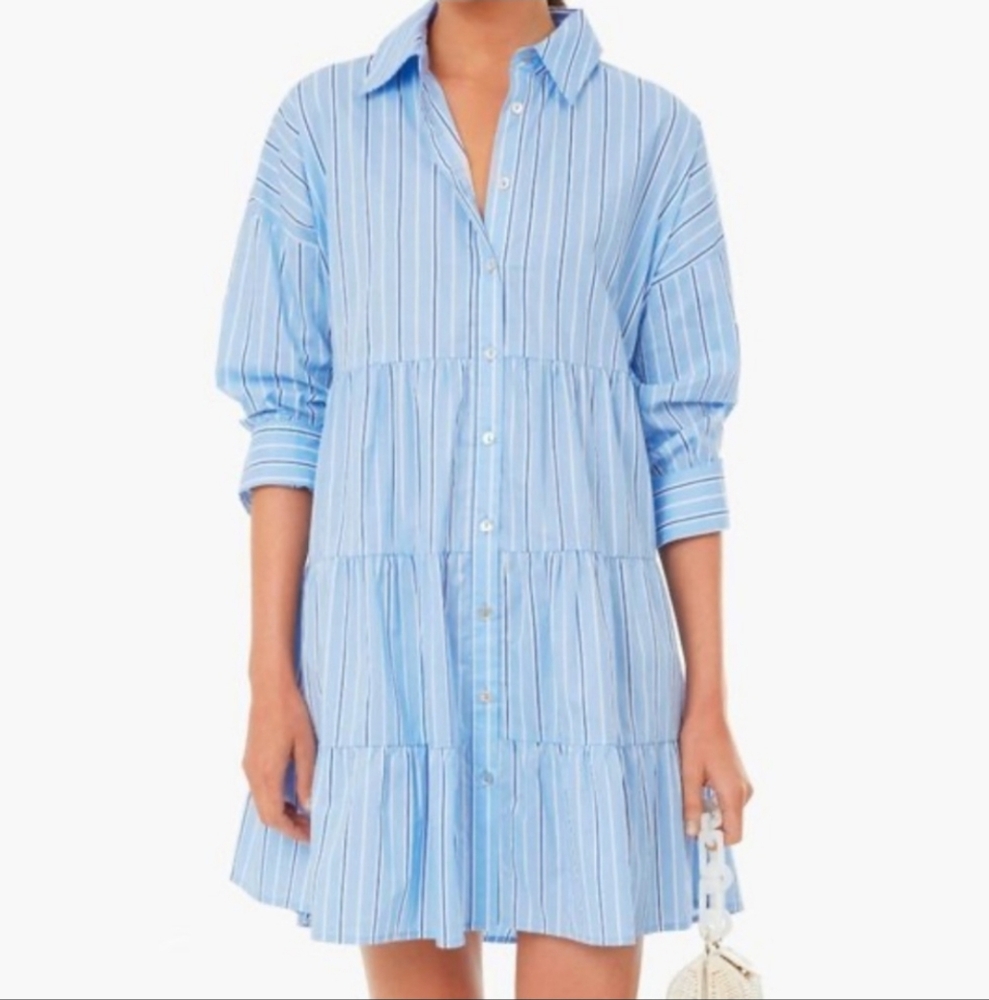 Tuckernuck Pomander Place Blue Striped Mini Dress Size Large